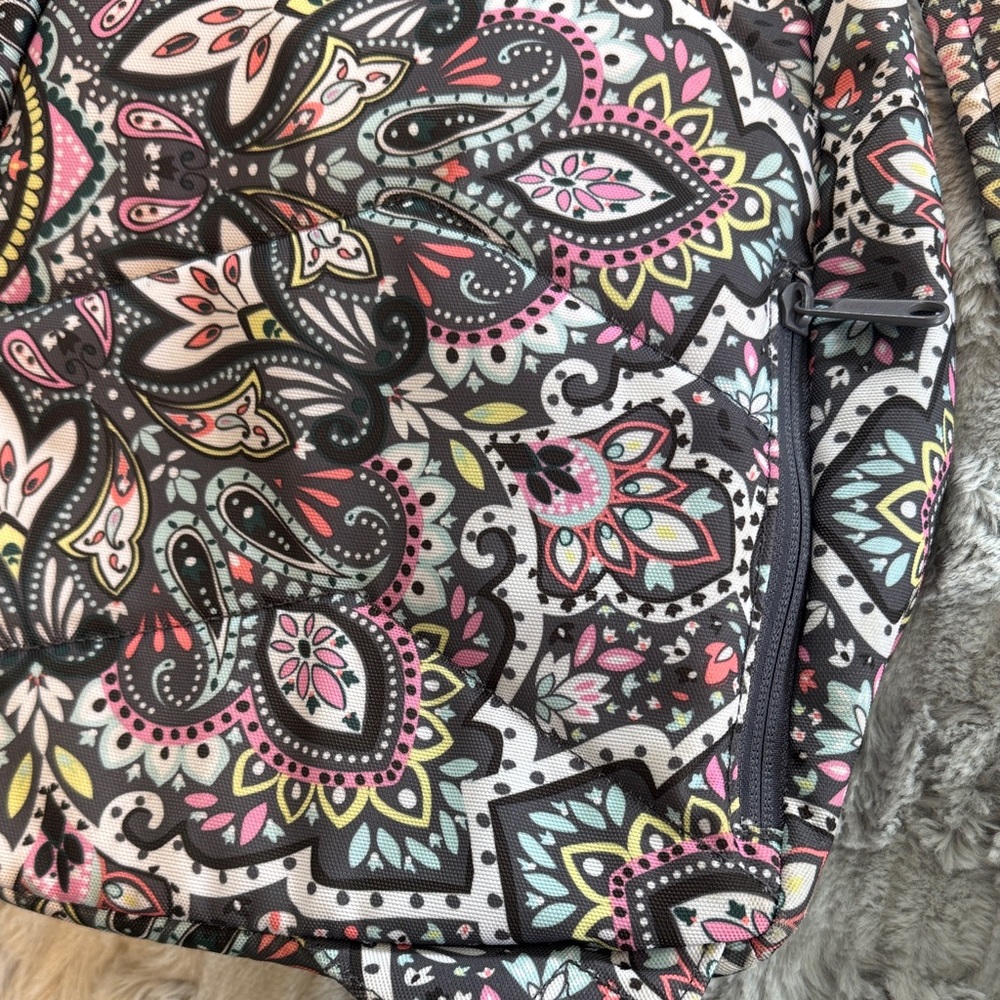 Vera Bradley Black and Pink Paisley Backpack and Coin Purse - Picture 3 of 7